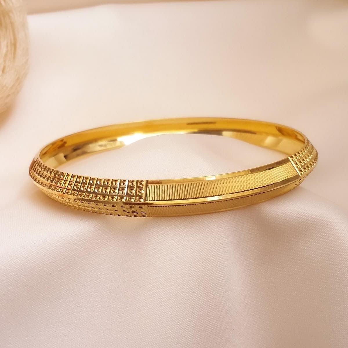 Textured Panel Gold Bangle
